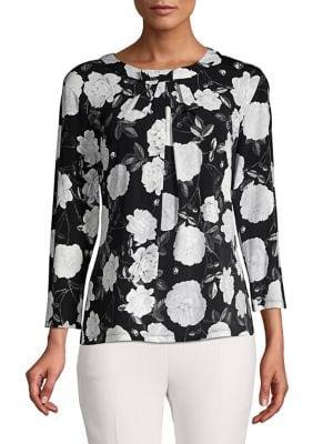 Karl Lagerfeld Paris Floral-print Bow Top