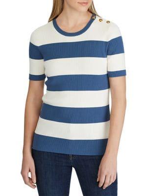 Lauren Ralph Lauren Striped Button-trim Sweater