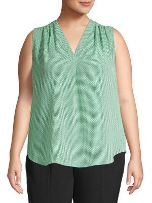 Vince Camuto, Plus Size Plus Printed V-neck Blouse