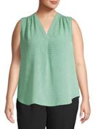 Vince Camuto, Plus Size Plus Printed V-neck Blouse