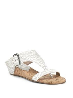 Donald J Pliner Doli Lizard-print Leather Wedge Sandals