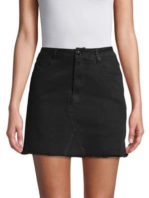 Kensie Jeans Frayed Hem Denim Mini Skirt