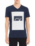 Calvin Klein Square Grid Logo V-neck Tee