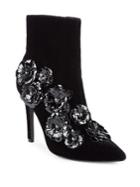 Imnyc Isaac Mizrahi Raquel Floral Velvet Booties