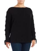 Lord & Taylor Plus Lace-up Dolman-sleeve Sweater