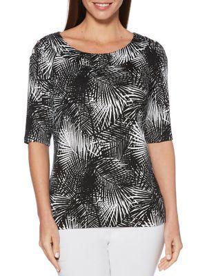 Rafaella Printed Lace-up Shoulder Top