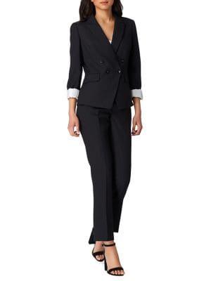 Tahari Arthur S. Levine June Double-breasted Roll-cuff Jacket And Pant Suit