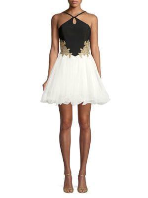 Blondie Nites Embroidered Fit-&-flare Dress