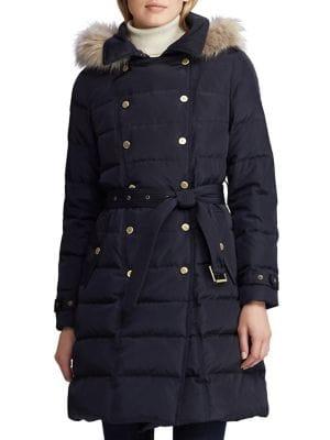 Lauren Ralph Lauren Faux-fur Double Breasted Down Puffer Coat
