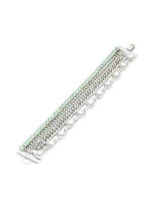 Carolee Marlene Crystal & 8mm Cabochon Glass Pearl Bracelet