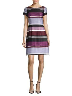 Adrianna Papell Brushed Striped A-line Dress