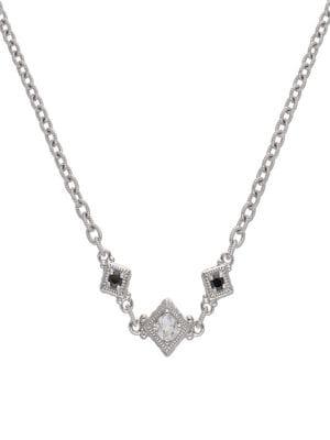 Ripka Renaissance Sterling Silver, White Topaz & Hematite Three-stone Chain Necklace