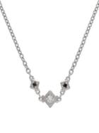 Ripka Renaissance Sterling Silver, White Topaz & Hematite Three-stone Chain Necklace