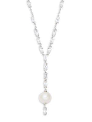 Nadri Cadence Rhodium-plated And 10-11mm Freshwater Pearl Y-necklace