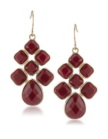 1st And Gorgeous Crimson Cabachon Chandelier Earrings