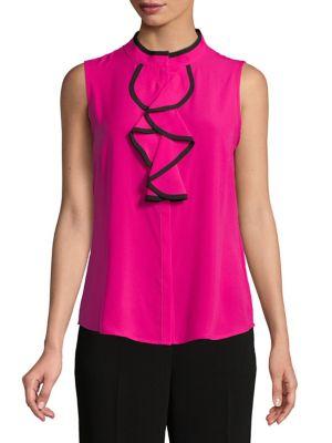 Calvin Klein Piped Ruffle Blouse