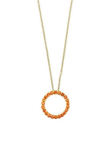 Bh Multi Color Corp. Orange Sapphire And 14k Yellow Gold Round Pendant Necklace