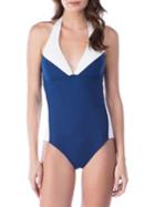 Lauren Ralph Lauren Colorblock Rib One-piece Halter Swimsuit