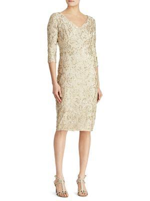 Lauren Ralph Lauren Sequined V-neck Knee-length Dress