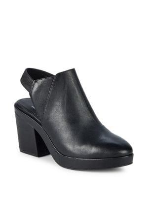 Eileen Fisher Chance Open-back Leather Block Heels