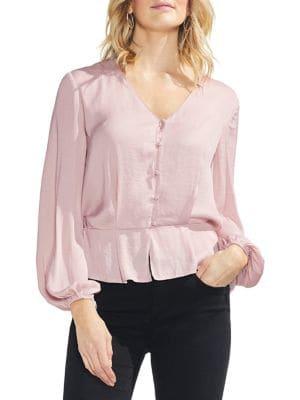 Vince Camuto V-neck Gathered Peplum Blouse