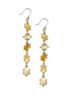 Lucky Brand Goldtone, Mother Of Pearl And Epoxy Stone Linear Earrings
