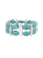 Lord Taylor Santa Fe Crystal And Turquoise Stretch Bracelet