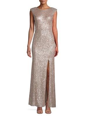 Vince Camuto Sequin Cap-sleeve Gown