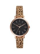 Fossil Jacqueline Stainless Steel, Faux Fur & Leather-strap Watch