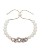 Ralph Lauren Faux Pearl And Glass Stone Pave Slider Bracelet