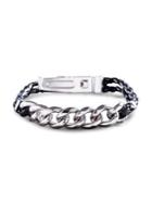 Lord & Taylor Men's Stainless Steel Woven Vegan Leather Curb Chain Bracelet