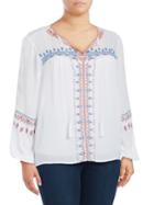 Lord & Taylor Plus Embroidered Top