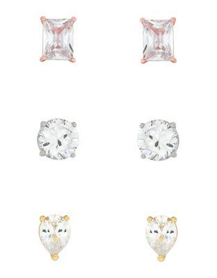 Jessica Simpson Set Of Three Crystal Stud Earrings