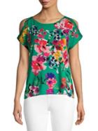 Cable & Gauge Printed Cold-shoulder Top