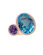 Marco Moore Topaz, Amethyst, Diamond And 14k Rose Gold Ring