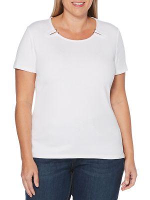 Rafaella Plus Short Sleeve Inset Tee