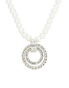 Kenneth Jay Lane Simulated Faux Pearl And Crystal Pendant Strand Necklace