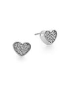 Effy Diamond & 14k White Gold Heart Stud Earrings