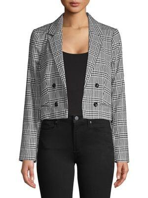 Miss Selfridge Plaid Cropped Jacket