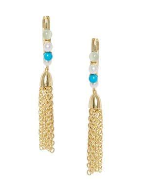 Sole Society Faux Pearl And Crystal Tassel Earrings