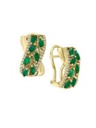 Effy 14k Yellow Gold, Diamond And Emerald Earrings