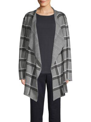 Jones New York Plaid Open-front Cardigan