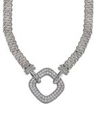 Lord & Taylor Cubic Zirconia And Sterling Silver Square Link Necklace