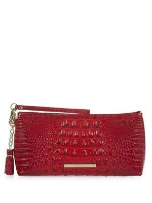 Brahmin Kayla Crocodile-embossed Tasseled Wristlet