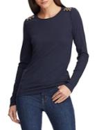 Lauren Ralph Lauren Suede-detail Waffle Knit Top
