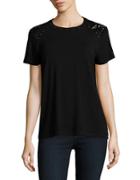 Karl Lagerfeld Paris Embellished Lace-trimmed Tee