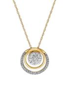 Lord & Taylor Diamond And 14k Yellow Gold Echo Ring Pendant Necklace