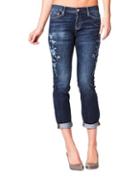 Nicole Miller Embroidered Tonal Floral Detail Jeans