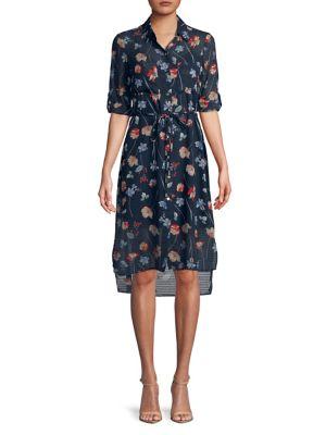 Jones New York Floral Button Front Shirt Dress