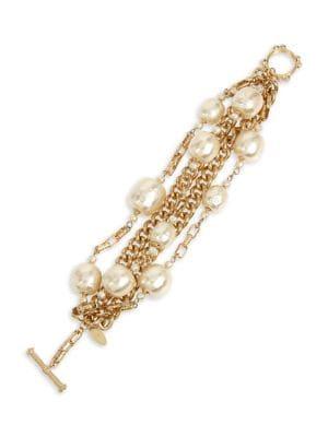 Miriam Haskell Beaded Mixed Chain Multi-row Bracelet